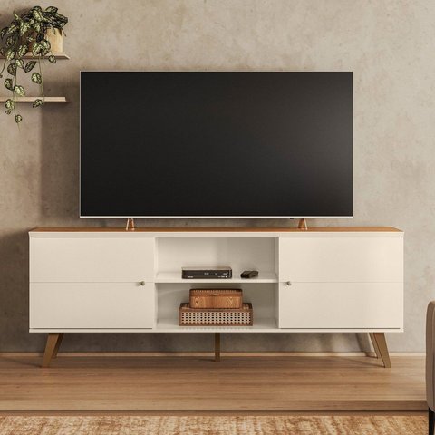 Rack para TV até 75 Polegadas MDF 180cm Aracaju Bege e Marrom