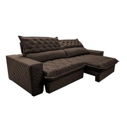 Sofá Retrátil e Reclinável 2.95m Molas Ensacadas Cama inBox Spazus com Bordado 3D Velusoft Café - 7