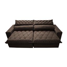 Sofá Retrátil e Reclinável 2.95m Molas Ensacadas Cama inBox Spazus com Bordado 3D Velusoft Café - 5