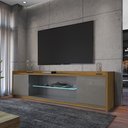 Ver imagem 1 de Rack para TV até 82 Polegadas Prateleira de Vidro com Fita LED 2 Portas Doha Móveis Bechara