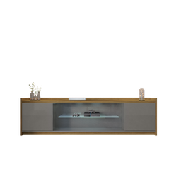 Rack para TV até 82 Polegadas Prateleira de Vidro com Fita LED 2 Portas Doha Móveis Bechara - 5