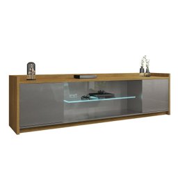 Rack para TV até 82 Polegadas Prateleira de Vidro com Fita LED 2 Portas Doha Móveis Bechara - 7