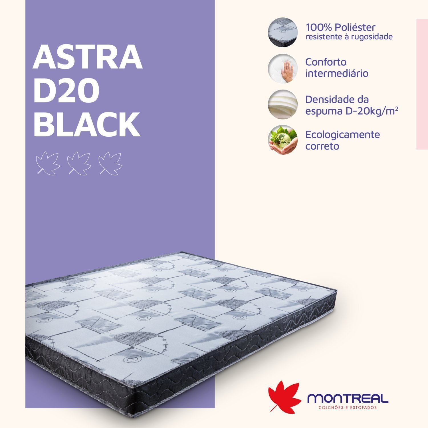 Colchão Solteiro  D20 Astra Black 88x188x12 - 3