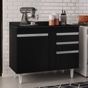 Ver imagem 2 de Balcão Gabinete 100cm com Tampo 2 Portas Luziania Preto - Lumil