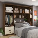Ver imagem 2 de Guarda-Roupa Casal com Cabeceira 6 Portas 3 Gavetas Top Cancun Yescasa Marrom/Jequitibá/Off White