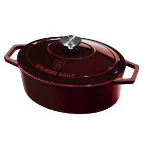 Caçarola Oval Ferro Fundido 30cm 4,6l Burgundy Berlinger Haus