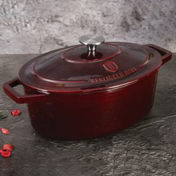 Caçarola Oval Ferro Fundido 30cm 4,6l Burgundy Berlinger Haus - 6