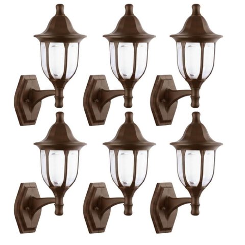 Conjunto 6 Arandelas de Parede 38cm Marrom Luminária Vintage Decorativa Bivolt Modena Dital