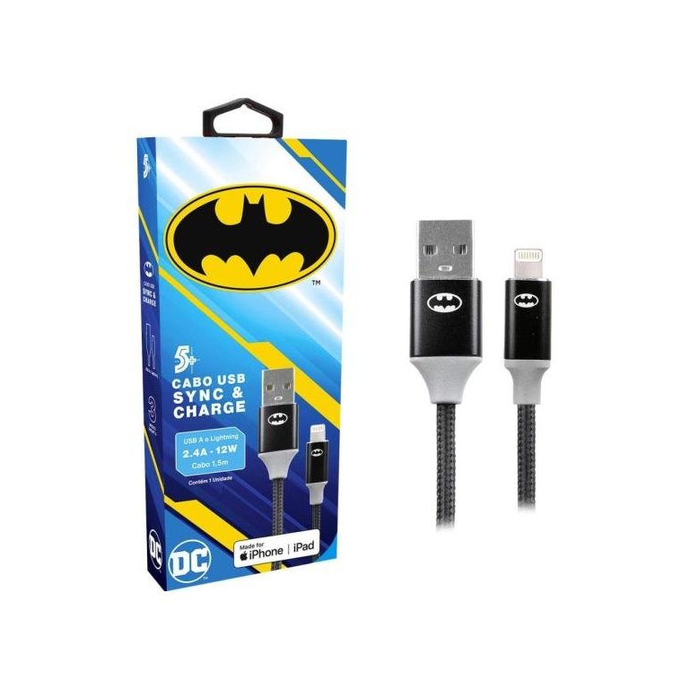 Cabo Usb-a para Lightning Batman 1,5m 5+