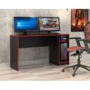 Ver imagem 1 de Escrivaninha Mesa Escritório Gamer ME410 136cm Preto e Vermelho Branco
