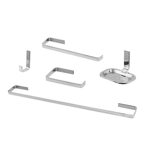 Kit Acessórios para Banheiro 5 Peças Square Luxo Cromado Concept Metais Kit5pecassquareluxo