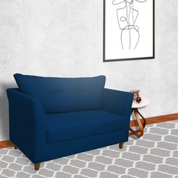 Namoradeira Decorativa Isis Pés Trapézio Suede Azul Marinho - DS Estofados - 2