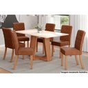 Ver imagem 2 de Conjunto: Mesa Sala Jantar Lins C/ Tampo Madeirado Reto 160x90cm e 6 Cadeiras Esther Nature/linho