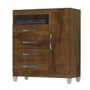 Ver imagem 4 de Guarda Roupa Solteiro Módena 4 Portas e Cômoda Sapateira Cannes Malbec - Incorplac