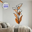 Ver imagem 1 de Adesivo Floral Boho Laranja Estilo Nórdico 75x150 Minimalista Mod.04