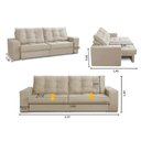 Ver imagem 3 de Sofá Retrátil e Reclinável 3 Lugares 2,10m com Molas Madrid Suede Bege Mirra Decor