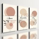 Ver imagem 1 de Kit 3 Quadro Decorativo Moderno Flor Casa Sala Gratidão Amor Paz 28x20