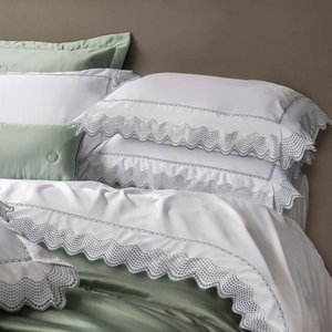 Jogo de Cama Solteiro 300 Fios Turmalina - Marken Fassi Branco/Verde