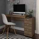 Ver imagem 1 de Escrivaninha Mesa Escritório ME402 3 Gavetas 121,5cm Castanho Marrom