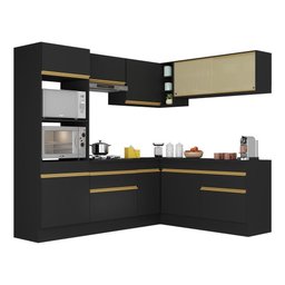 Cozinha Completa De Canto Mp2099 Com Armário E Balcão Preta - 6