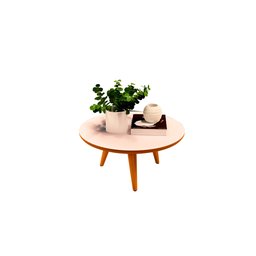 Mesa de Centro e Lateral Apoio para Sala Tripe Redonda Retro - 1