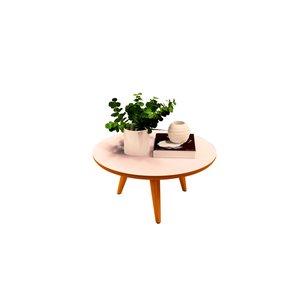 Mesa de Centro e Lateral Apoio para Sala Tripe Redonda Retro