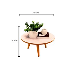 Mesa de Centro e Lateral Apoio para Sala Tripe Redonda Retro - 5