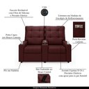 Ver imagem 4 de Poltrona do Papai Reclinável Cinema 2 Lugares Manual Baú Usb Haifa F05 Veludo Vinho - Lyam Decor