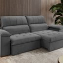 Ver imagem 1 de Sofa Retrátil e Reclinável Duplo Molejo 2,30m Tolledo Cinza Grafite
