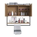 Ver imagem 3 de Armário Espelheira para Banheiro 80cm com 1 Prateleira Externa e Toalheiro Estilo Industrial P1043 M