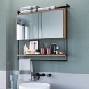 Ver imagem 2 de Armário Espelheira para Banheiro 80cm com 1 Prateleira Externa e Toalheiro Estilo Industrial P1043 M