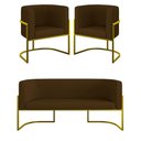 Ver imagem 1 de Kit Sofá 2 Lugares + 2 Poltronas Corino Gold Marrom
