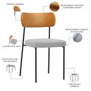 Ver imagem 4 de Kit 02 Cadeiras Estofadas para Sala de Jantar Melina L02 Couríssimo Whisky Bouclê Cinza - Lyam Decor