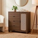Ver imagem 3 de Comoda 4 Gavetas 1 Porta Mdf 81 Cm Clara Chocolate Decmade