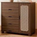 Ver imagem 5 de Comoda 4 Gavetas 1 Porta Mdf 81 Cm Clara Chocolate Decmade