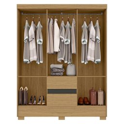 Cômoda Sevilha Atacama e Guarda Roupa Casal Coimbra 2005138 Atacama Grafite - Aramóveis - 8