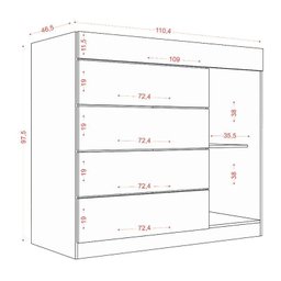 Cômoda Sevilha Atacama e Guarda Roupa Casal Coimbra 2005138 Atacama Grafite - Aramóveis - 6