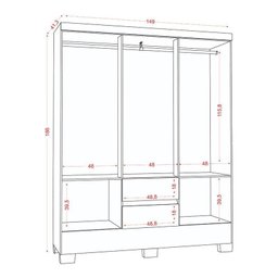 Cômoda Sevilha Atacama e Guarda Roupa Casal Coimbra 2005138 Atacama Grafite - Aramóveis - 2