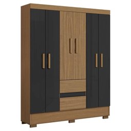 Cômoda Sevilha Atacama e Guarda Roupa Casal Coimbra 2005138 Atacama Grafite - Aramóveis - 7