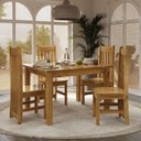 Ver imagem 1 de Conjunto com Mesa de Jantar 120cm Retangular e 4 Cadeiras 100% Madeira Maciça Nimes Espresso Móveis Marrom/Nogueira