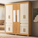 Ver imagem 1 de Guarda-Roupa 10 Portas 4 Guavetas Vizanno com Espelho Elite Marrom/Cinamon/Off-White
