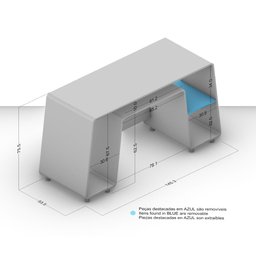 Mesa Escrivaninha Gamer London com 3 Nichos - Preto/Rosa - 4