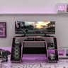 Mesa Escrivaninha Gamer London com 3 Nichos - Preto/Rosa - 1