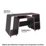 Mesa Escrivaninha Gamer London com 3 Nichos - Preto/Rosa - 2