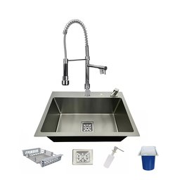 Cuba Gourmet Quadrada Aço Inox 304 com Torneira e Lixeira - 1