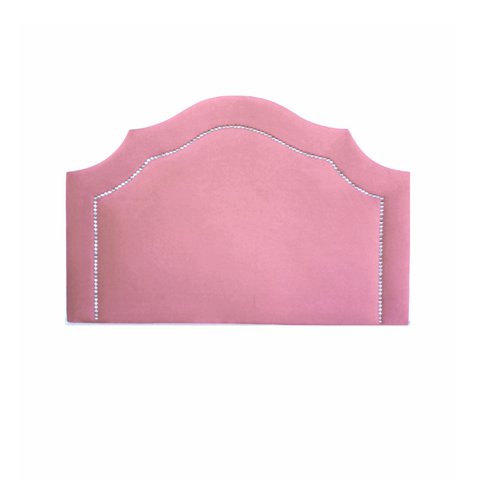 Cabeceira para Camabox Solteiro Veludo Rosê com Tachas Prata