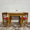 Ver imagem 1 de Conjunto Infantil de Madeira Mesa e 2 Cadeirinhas Estofadas Cor: Vermelho