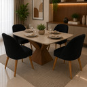 Ver imagem 1 de Kit 4 Cadeiras de Jantar Lua Sala Cozinha Moderna - Unitalle Estofados:Preto