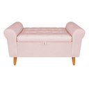 Ver imagem 1 de Recamier Bau Rio 140cm Estofado Suede Rosa Bebe Madeira Inova Decor