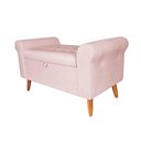 Ver imagem 3 de Recamier Bau Rio 140cm Estofado Suede Rosa Bebe Madeira Inova Decor